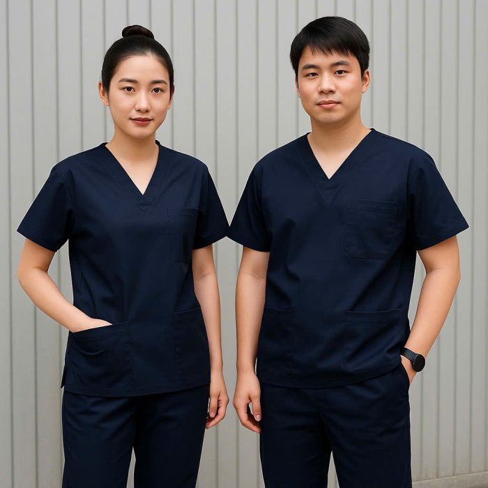 Ao scrub xanh den Ao scrub xanh den
