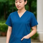 Ao scrub xanh duong