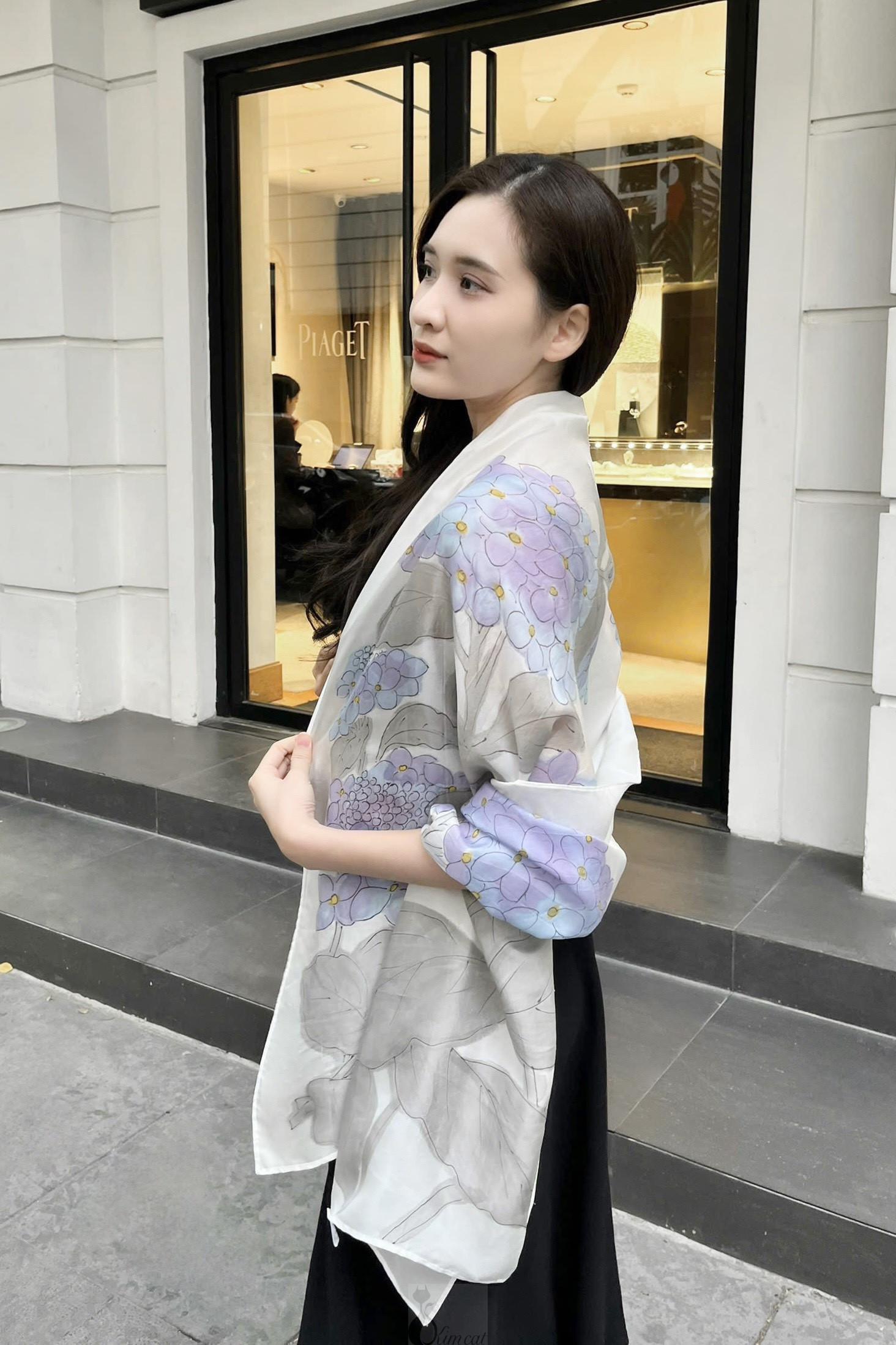 khăn dài vẽ tay
