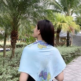 KHĂN LỤA TƠ TẰM VẼ TAY HOA MUỐNG BIỂN