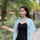 KHĂN LỤA TƠ TẰM VẼ TAY HOA MUỐNG BIỂN NGẮN