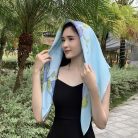 KHĂN LỤA VẼ TAY HOA MUỐNG BIỂN NGẮN