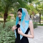 Khăn lụa ngắn tơ tằm vẽ tay hoa phù dung