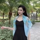 Khăn lụa vẽ tay hoa phù dung ngắn