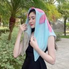 khăn lụa tơ tằm vẽ tay sen hồng ngắn