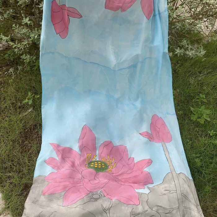 khăn sen dài vẽ tay