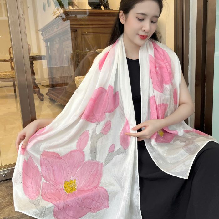 Khăn lụa tơ tằm vẽ tay