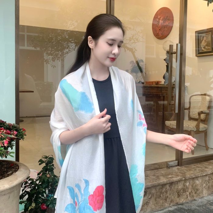 Khăn lụa tơ tằm vẽ tay
