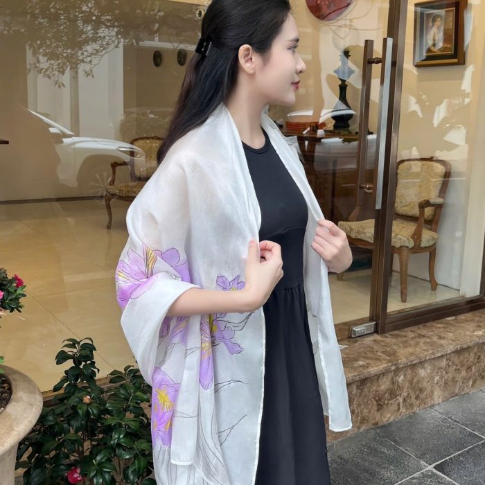 khăn lụa tơ tằm vẽ tay thủ công
